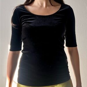 Banana Republic Velvet Black Quarter Sleeve Top